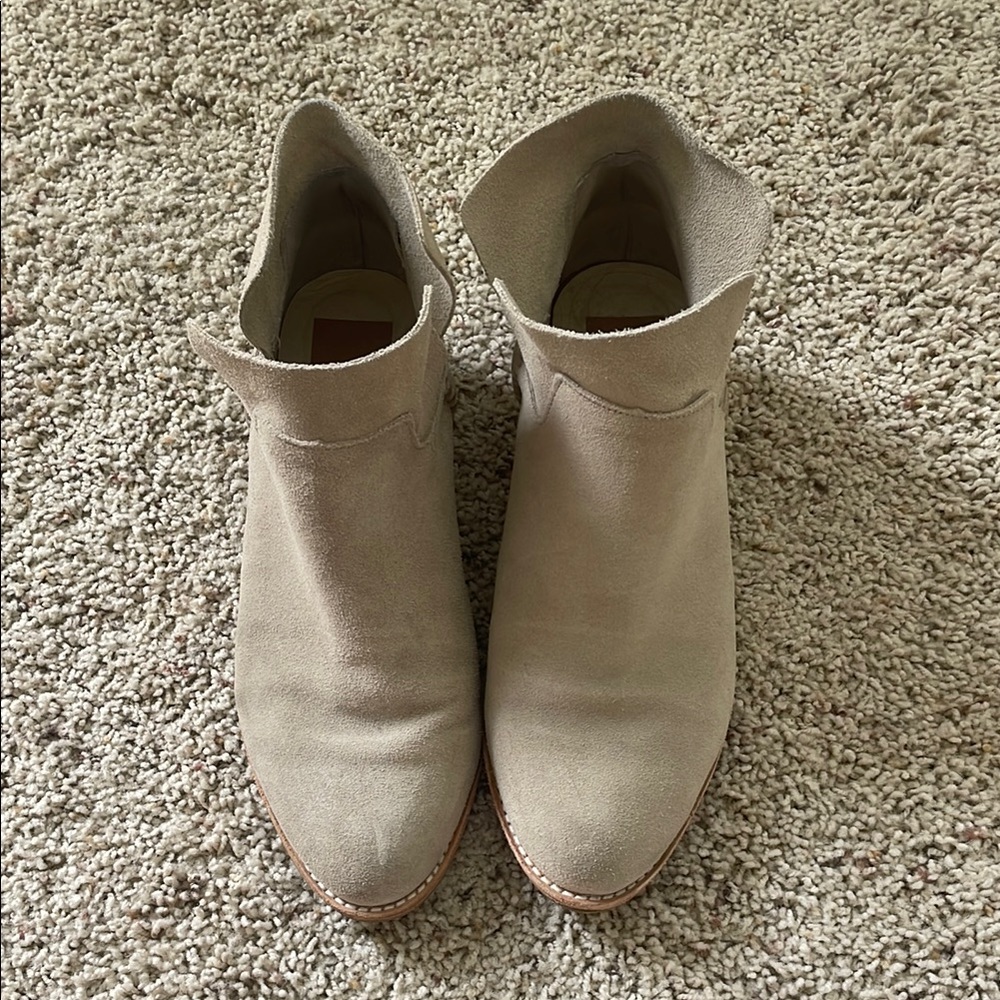 Women's Suede Ankle Boots - Cream